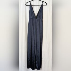 Leith Navy Slip Wide Leg Jumpsuit Size Small